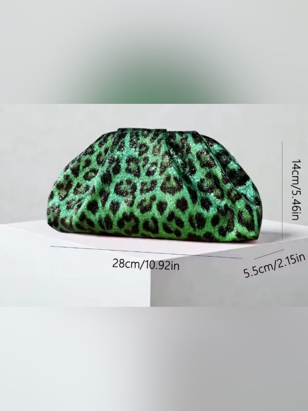 Green Leopard Print Evening Clutch